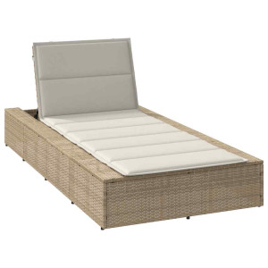 Tumbona con cojín flotante ratán sintético beige D