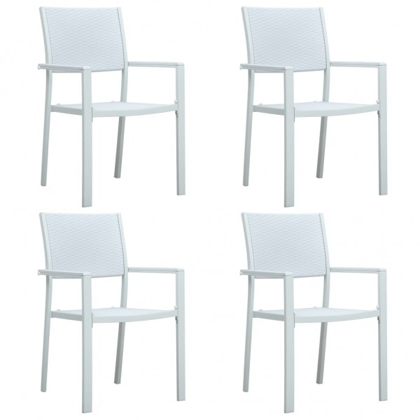 Cadeiras de jardim 4 unidades de plástico com aspecto de ratão branco D