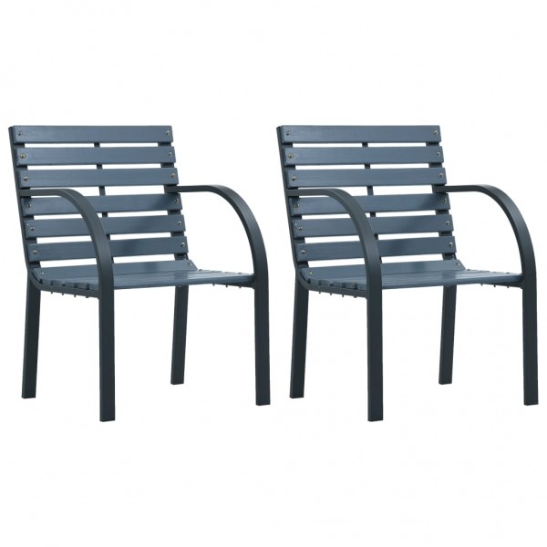 Cadeiras de jardim 2 unidades madeira cinza D