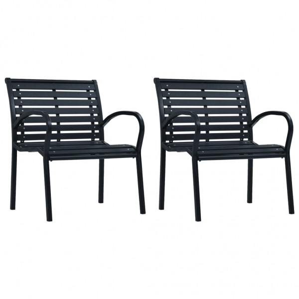 Cadeiras de jardim 2 unidades de aço e WPC preto D