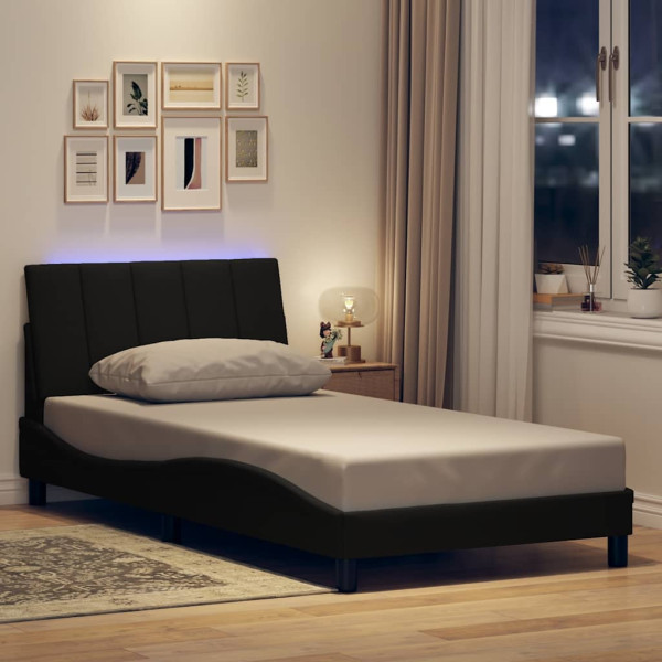 Estructura de cama sin colchón tela negro 100x200 cm Estructura de cama sin colchón tela negro 100x200 cm D
