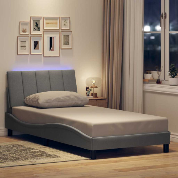 Estructura de cama sin colchón tela gris claro 90x200 cm Estructura de cama sin colchón tela gris claro 90x200 cm D