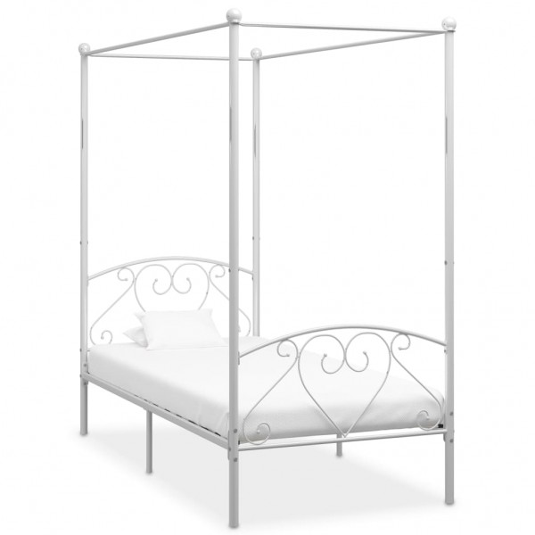 Estrutura de cama com leito de metal branco 90x200 cm D