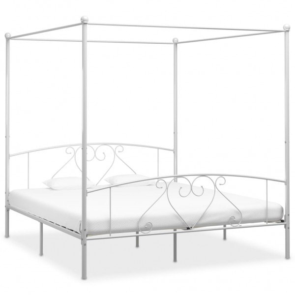 Estructura de cama con dosel metal blanco 180x200 cm D
