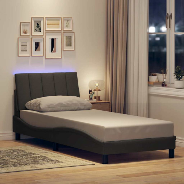 Estructura de cama sin colchón tela gris oscuro 90x190 cm Estructura de cama sin colchón tela gris oscuro 90x190 cm D