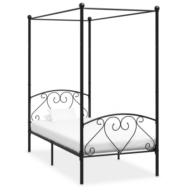 Estructura de cama con dosel metal negro 120x200 cm D
