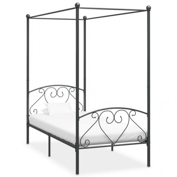 Estructura de cama con dosel metal gris 90x200 cm D