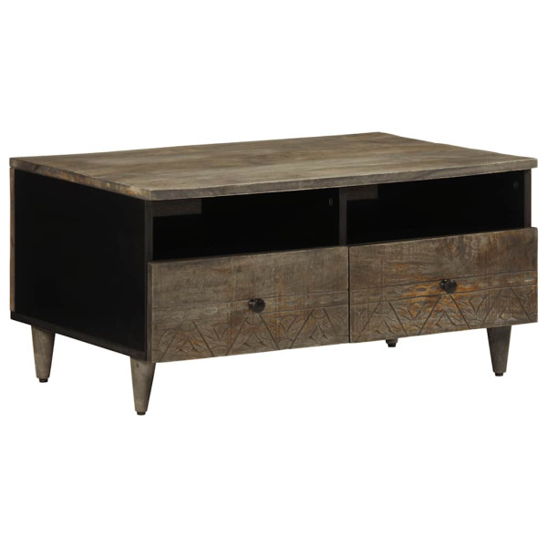 Mesa de centro madera maciza de mango gris claro 80x54x40 cm Mesa de centro madera maciza de mango gris claro 80x54x40 cm D