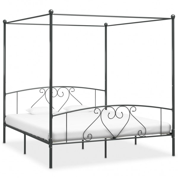 Estrutura de cama com leito de metal cinza 180x200 cm D