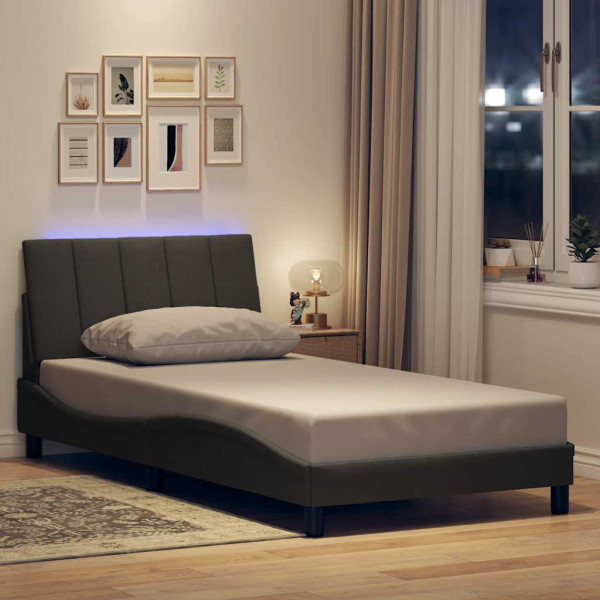 Estructura de cama sin colchón tela gris oscuro 90x200 cm Estructura de cama sin colchón tela gris oscuro 90x200 cm D