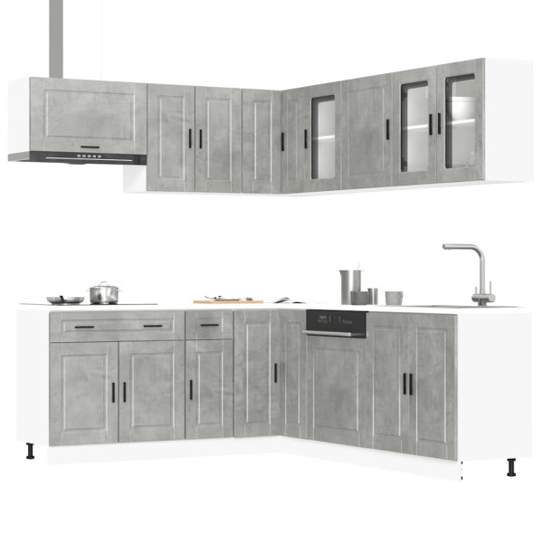 Mueble cocina Porto gris hormigón 11 pzas madera contrachapada Mueble cocina Porto gris hormigón 11 pzas madera contrachapada D