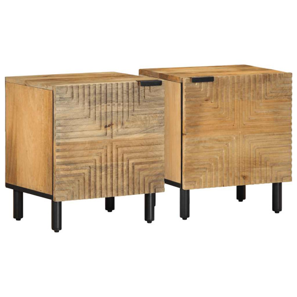 Mesitas de noche 2 uds madera maciza de mango marrón 40x33x46cm Mesitas de noche 2 uds madera maciza de mango marrón 40x33x46cm D