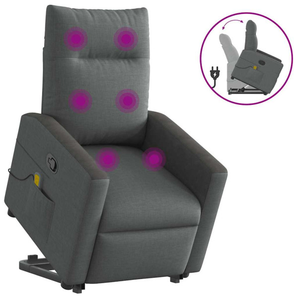 Silla de masaje reclinable de pie de tela gris oscuro D