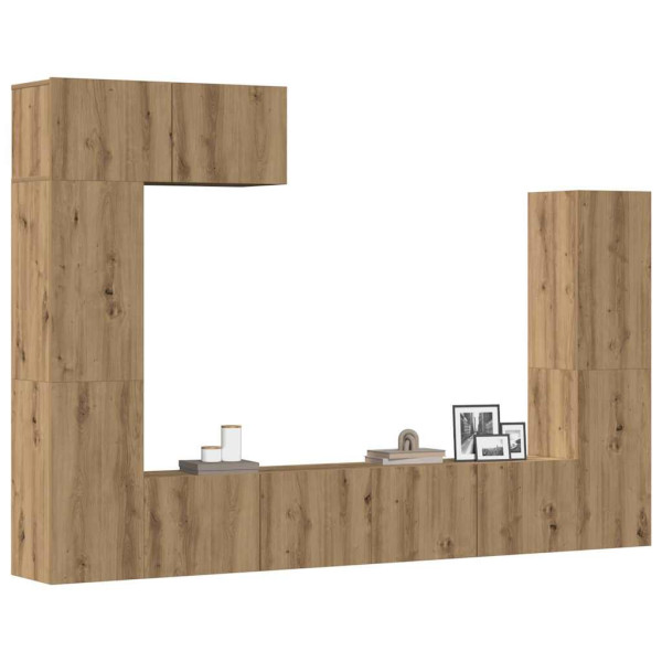 Mueble para TV de pared madera contrachapada artesanal 5 piezas Mueble para TV de pared madera contrachapada artesanal 5 piezas D