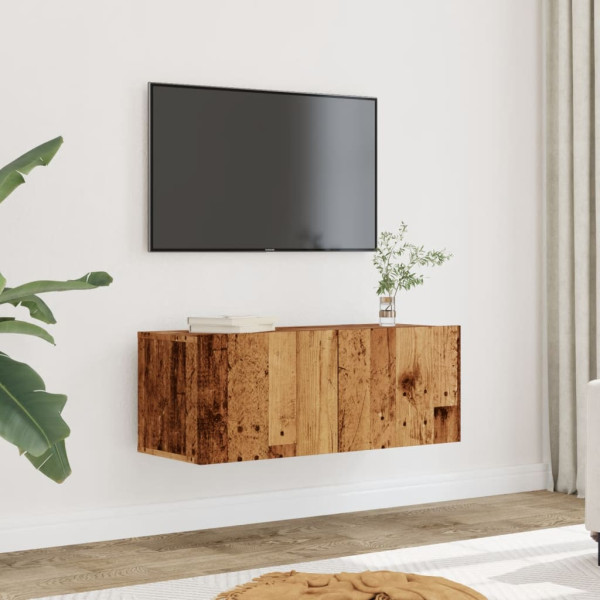 Muebles para TV de pared 2 uds madera envejecida 80x30x30 cm Muebles para TV de pared 2 uds madera envejecida 80x30x30 cm D