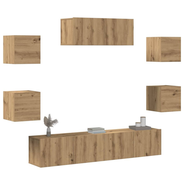 Mueble para TV de pared 5 piezas roble artesanal Mueble para TV de pared 5 piezas roble artesanal D
