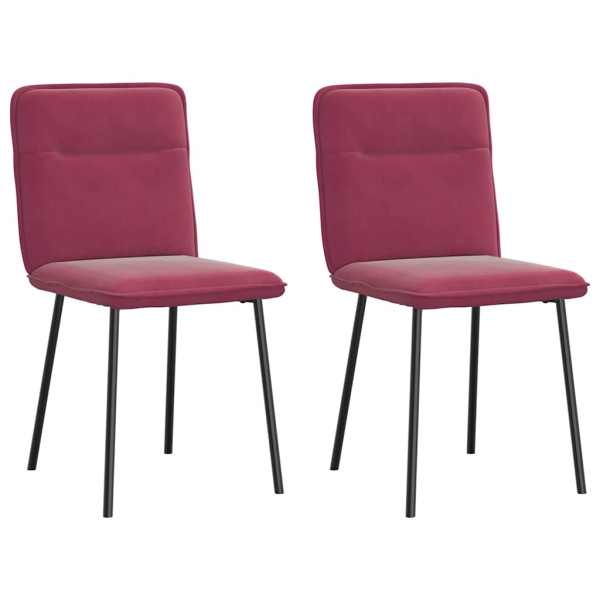 Sillas de comedor 2 unidades terciopelo rojo tinto Sillas de comedor 2 unidades terciopelo rojo tinto D