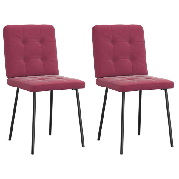 Sillas de comedor 2 unidades terciopelo rojo tinto Sillas de comedor 2 unidades terciopelo rojo tinto D