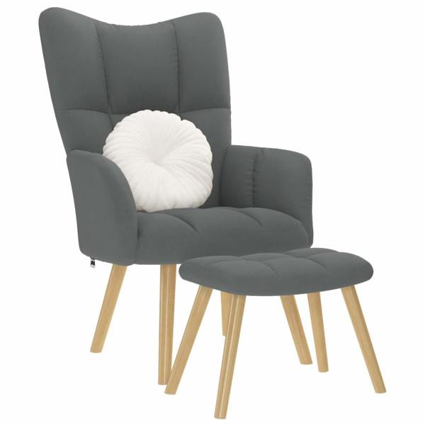 Sillón de relax con taburete tela gris oscuro Sillón de relax con taburete tela gris oscuro D