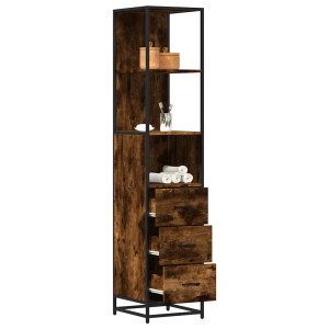 Armario baño madera contrachapada roble ahumado 35x37.5x166 cm D