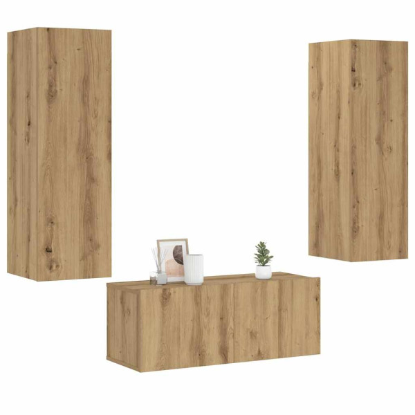 Muebles de TV de pared 3 uds madera ingeniería roble artesanal Muebles de TV de pared 3 uds madera ingeniería roble artesanal D