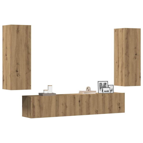 Muebles de TV de pared 4 uds madera ingeniería roble artesanal Muebles de TV de pared 4 uds madera ingeniería roble artesanal D