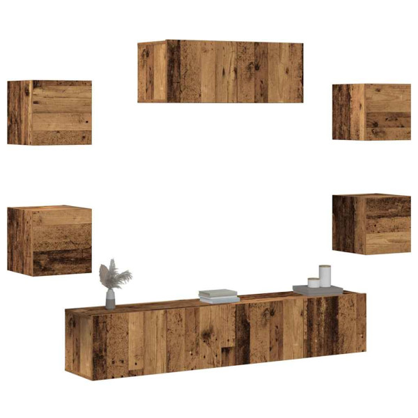 Mueble para TV de pared madera vieja 5 piezas Mueble para TV de pared madera vieja 5 piezas D