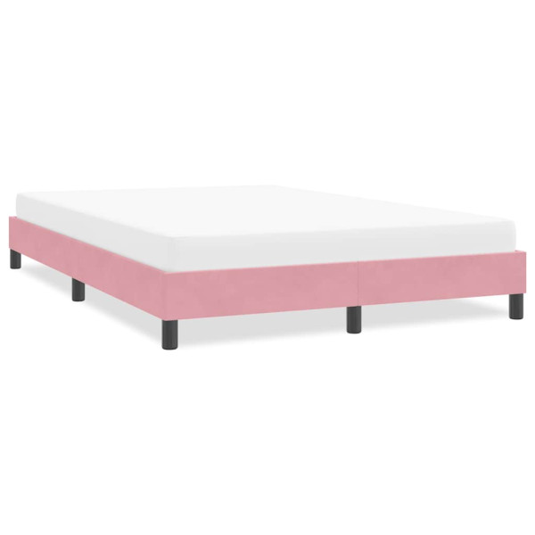 Estructura de cama sin colchón terciopelo rosa 140x210 cm Estructura de cama sin colchón terciopelo rosa 140x210 cm D