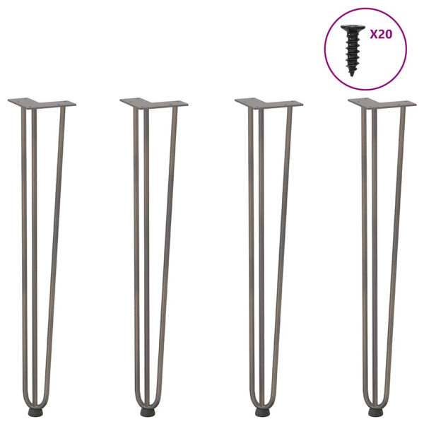 Patas mesa tipo horquilla 4 uds acero macizo acero natural 72cm Patas mesa tipo horquilla 4 uds acero macizo acero natural 72cm D