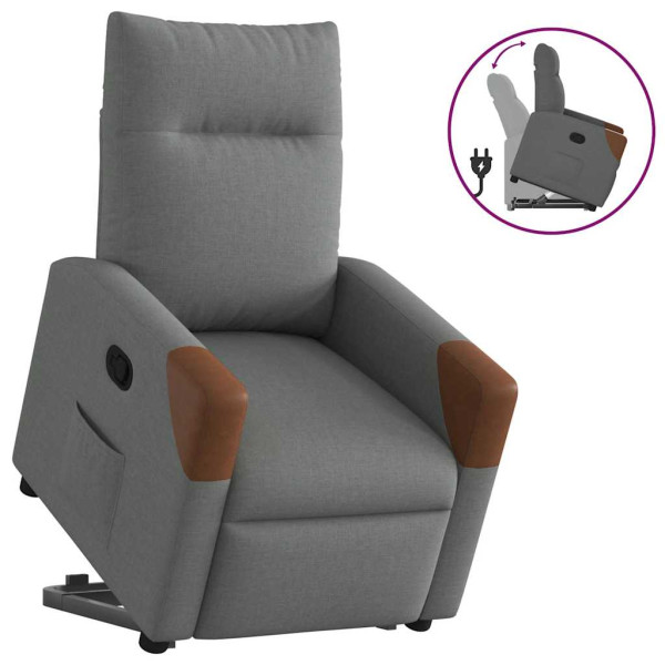 Sillón reclinable elevable de tela gris oscuro D