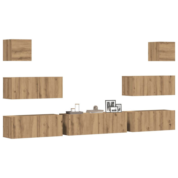 Mueble para TV de pared madera contrachapada artesanal 7 piezas Mueble para TV de pared madera contrachapada artesanal 7 piezas D