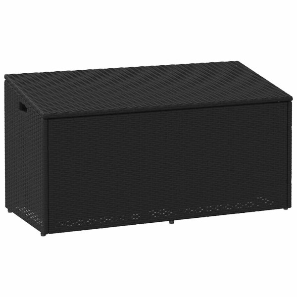 Caja de almacenaje de jardín ratán sintético negro 110x50x58 cm D