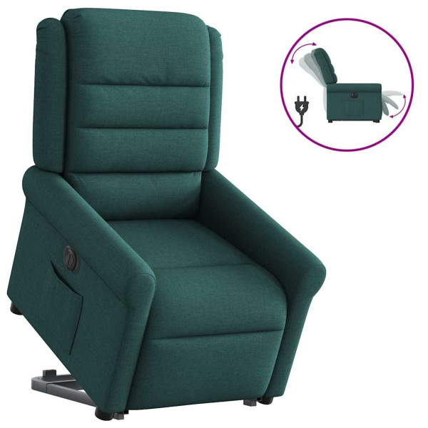 Sillón eléctrico reclinable elevable de tela verde oscuro Sillón eléctrico reclinable elevable de tela verde oscuro D