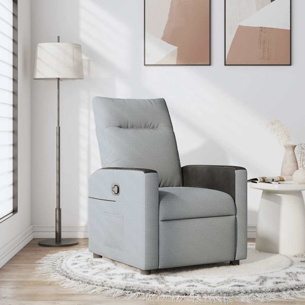 Sillón reclinable de tela gris claro Sillón reclinable de tela gris claro D
