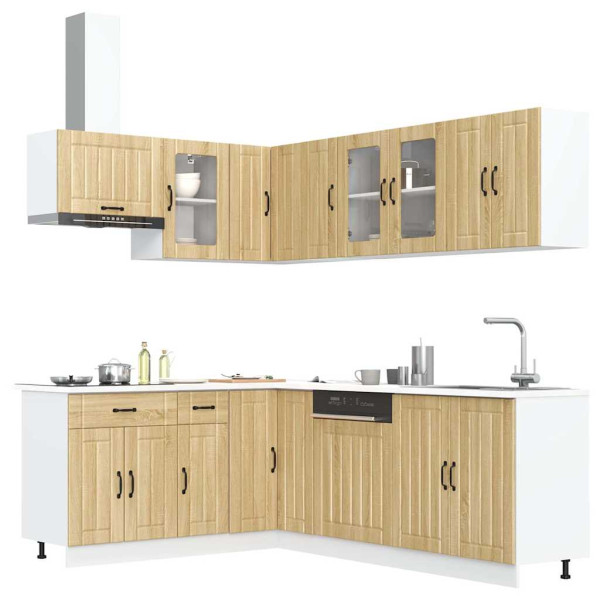 Mueble cocina Lucca roble sonoma 11 pzas madera contrachapada Mueble cocina Lucca roble sonoma 11 pzas madera contrachapada D