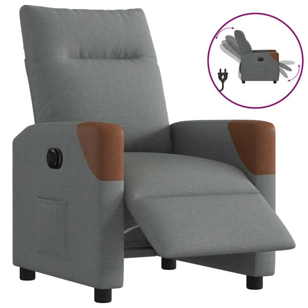 Sillón reclinable eléctrico de tela gris oscuro Sillón reclinable eléctrico de tela gris oscuro D