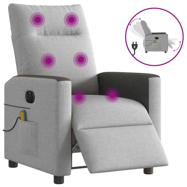 Sillón reclinable de masaje eléctrico tela gris nube D