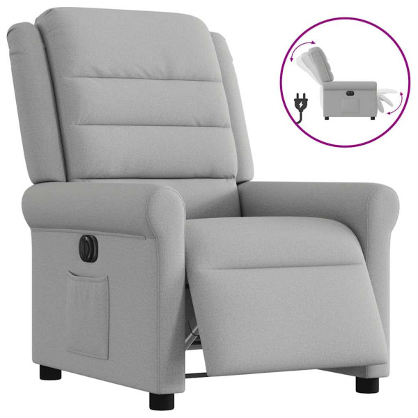 Sillón reclinable eléctrico de tela gris nube Sillón reclinable eléctrico de tela gris nube D