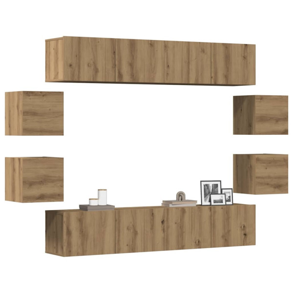 Muebles de TV de pared 8 uds madera ingeniería roble artesanal Muebles de TV de pared 8 uds madera ingeniería roble artesanal D