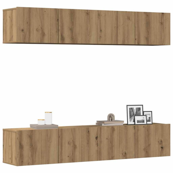 Muebles de TV de pared 4 uds madera ingeniería roble artesanal Muebles de TV de pared 4 uds madera ingeniería roble artesanal D