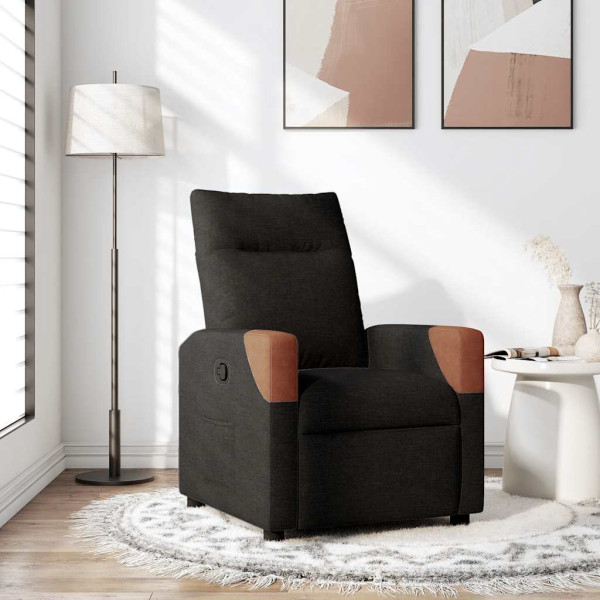Sillón reclinable de tela negro Sillón reclinable de tela negro D