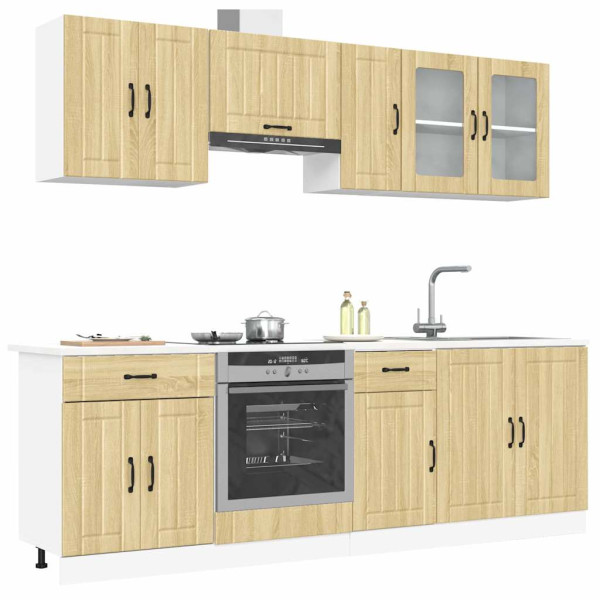 Mueble cocina Kalmar roble sonoma 8 pzas madera contrachapada Mueble cocina Kalmar roble sonoma 8 pzas madera contrachapada D
