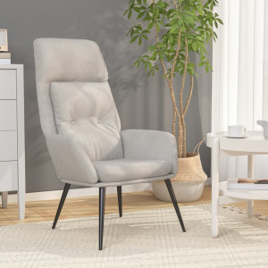 Sillón de relax de cuero sintético de ante gris claro D