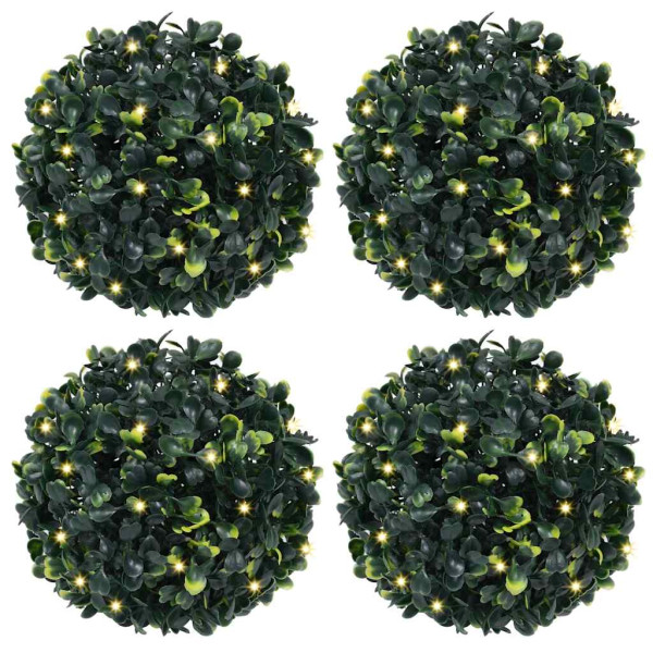 Bolas de boj artificial con luces LED 4 unidades 12 cm D