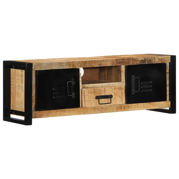 Mueble de TV madera maciza de mango rugosa 100x30x35 cm Mueble de TV madera maciza de mango rugosa 100x30x35 cm D