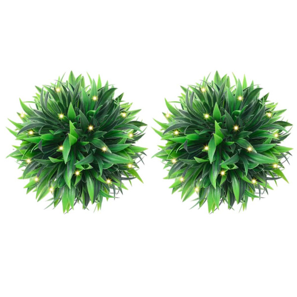 Bolas de boj artificial con luces LED 2 unidades 30 cm D