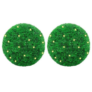 Bolas de boj artificial con luces LED 2 unidades 52 cm D