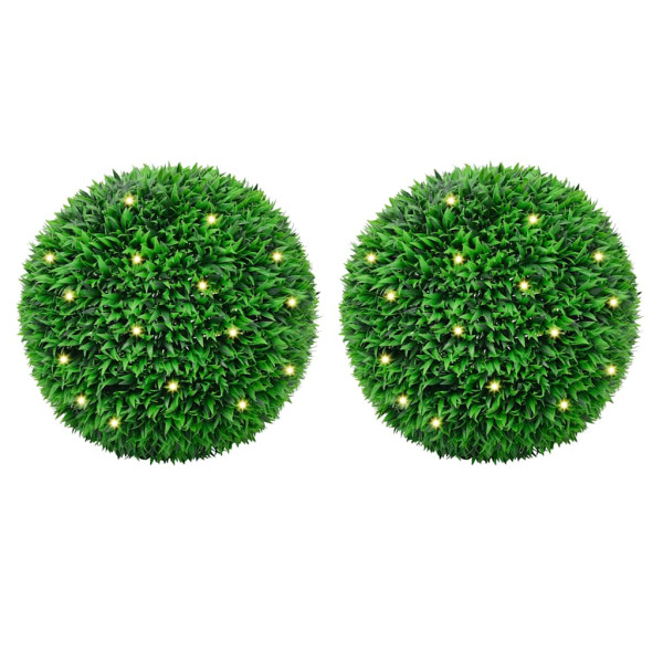 Bolas de boj artificial con luces LED 2 unidades 55 cm D