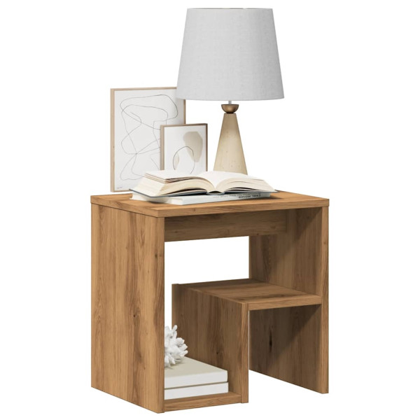 Mesita de noche madera de ingeniería roble artisian 40x30x40 cm D
