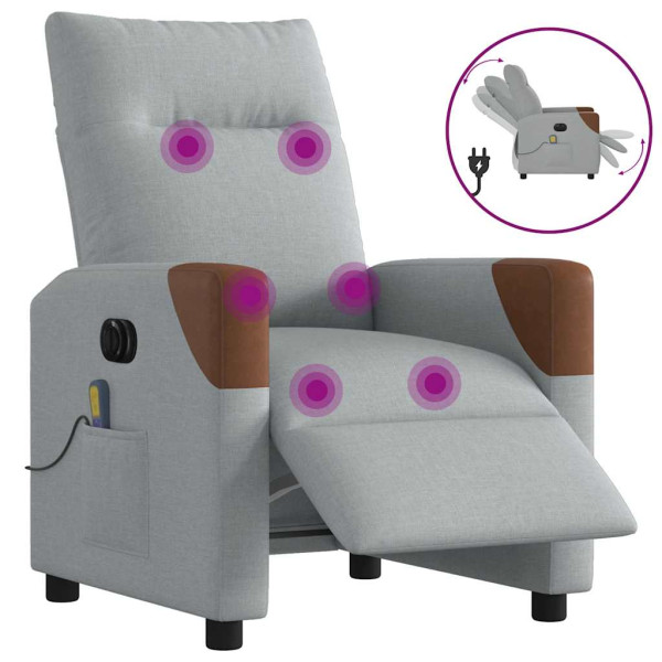 Sillón reclinable de masaje eléctrico tela gris claro D
